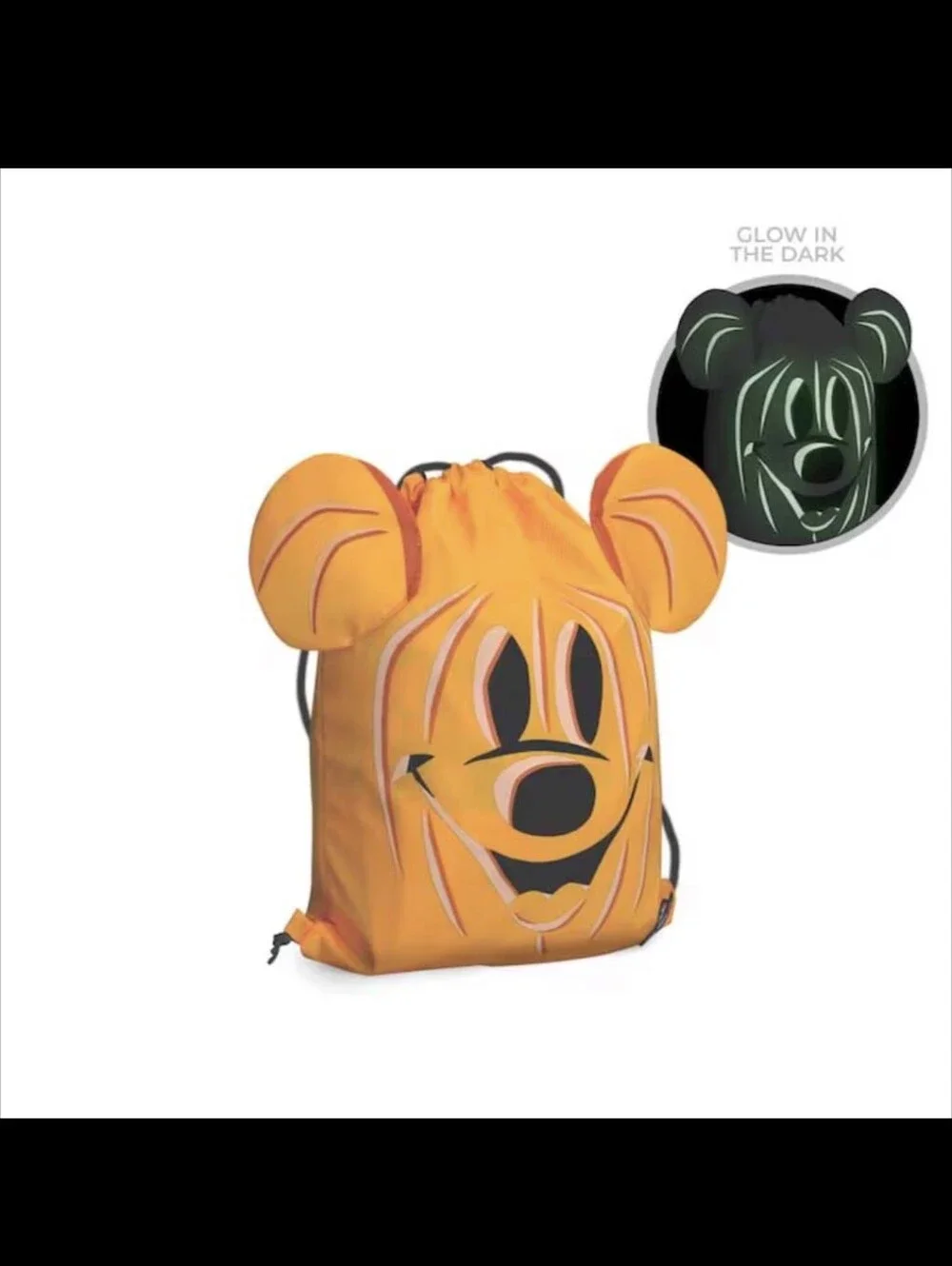 EUC DCL Mickey's Glowing Pumpkin Patch Decorations And Drawstring Bag
